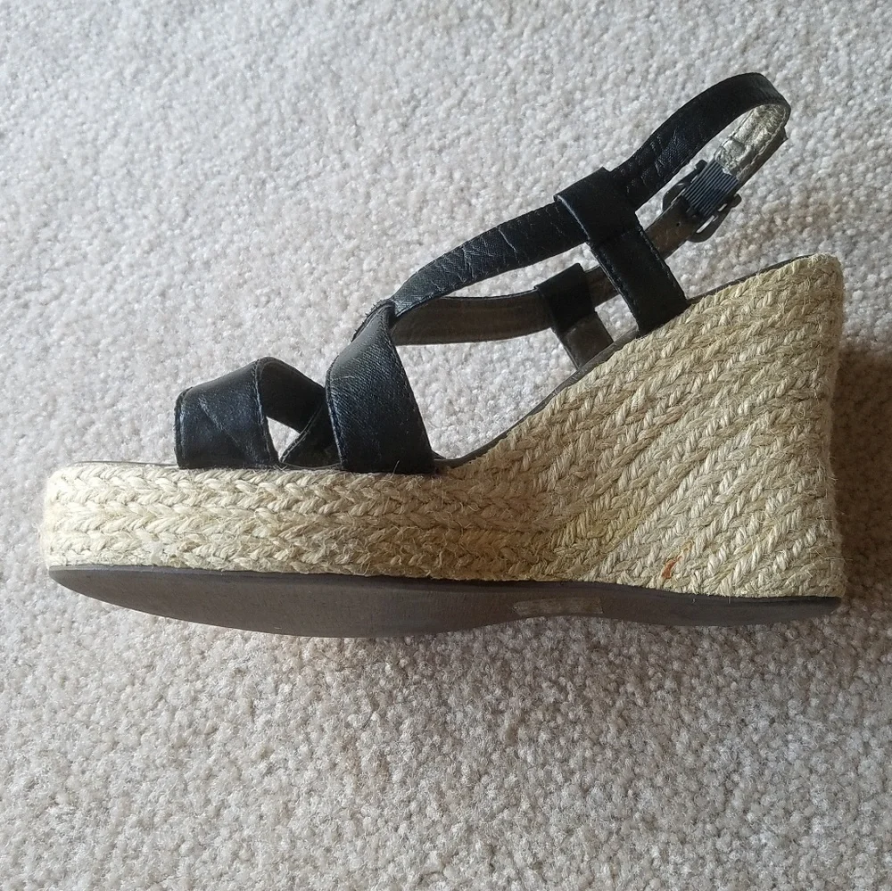Black Espadrilles Criss Cross Wedges Sandals from Spain size 7
